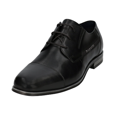 Schnürschuh BUGATTI, Herren, Gr. 42, Lederimitat, schwarz, festlich, Schuhe Schnürschuh, modisch und eleganter Business-Schuh, Festtagsschuh