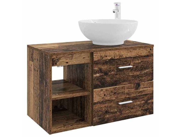 NEW Meuble stockage - vidaxL - Ensemble de mobilier de salle de bain 2 pc Bois ancien - Meuble de rangement 27358