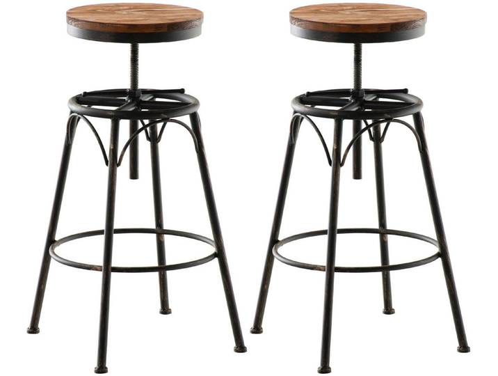 TPFLiving Barhocker höhenverstellbar (Barstuhl - Hocker für Küche - stabiles Vierfußgestell), Thekenstuhl mit bequemer Sitzfläche: Holz bronze
