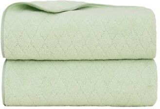 JML 2 Pack Soft Fleece Bath Towel with Subtle Diamond Texture and Hanging Loop