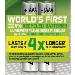 Energizer Nickel Metall-Hydrid 700mAh 1.2V Wiederaufladbare Batterie 2x AAA Nickel-Metal Hydride