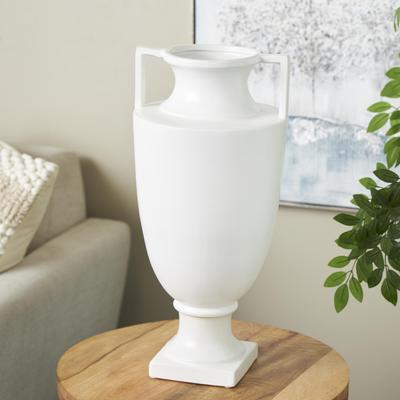 Arcilla Elemental - White or Black Ceramic Fluted Urn Shaped Decorative Vase with Handles