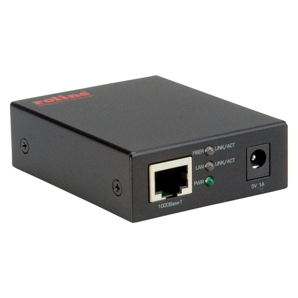 Roline 10/100/1000Base-T to Dual-speed Fiber Media Converter (21.13.1174)