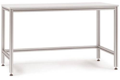 Manuflex AA3042 Kastentisch ALU mit Linoleumplatte für stehende Tätigkeiten, BxTxH = 1500 x 600 x 900-917mm