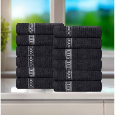 Superior Brea Zero Twist Cotton Ribbed Face Towel Washcloth Set of 12