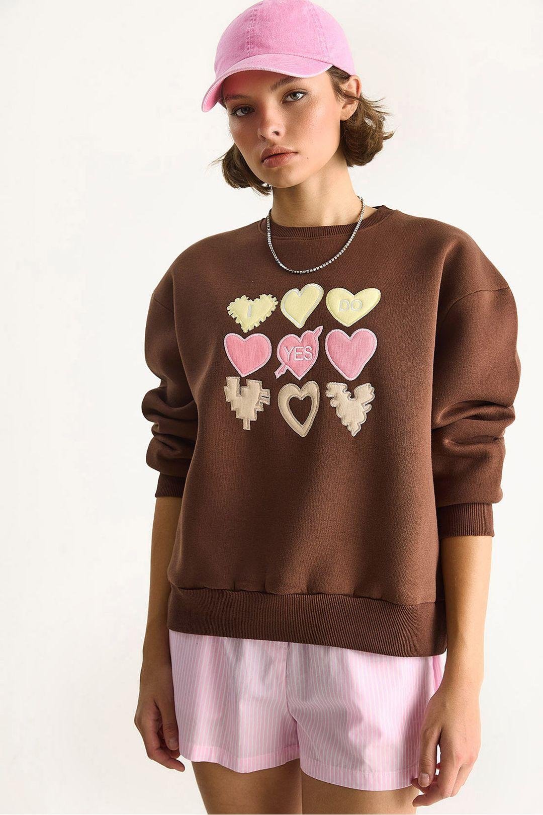 Hart Applicatie Relaxed Fit Rundhals Sweatshirt