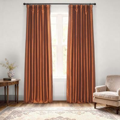 Exclusive Fabrics Vintage Textured Faux Dupioni Silk Room Darkening Curtains (1 Panel)