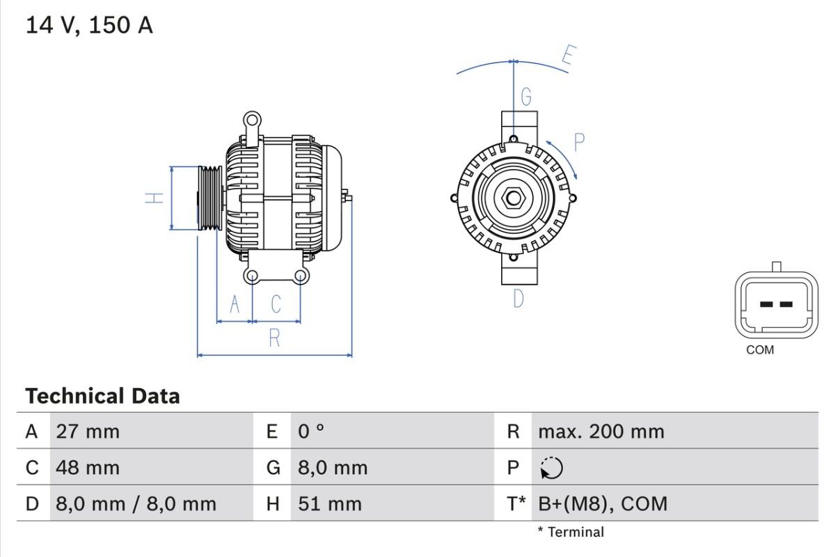 Drehstromgenerator BOSCH 0 986 048 740, generalüberholt