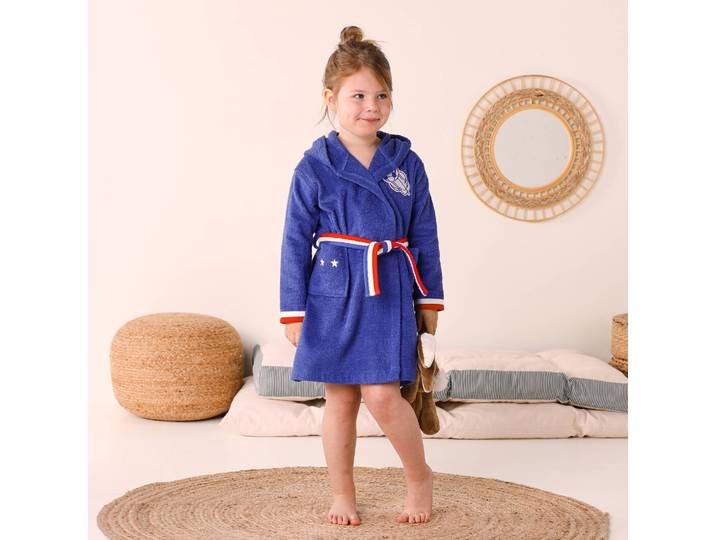 Peignoir de bain enfant Foot à capuche - éponge bouclette 340 g/m² - Blancheporte