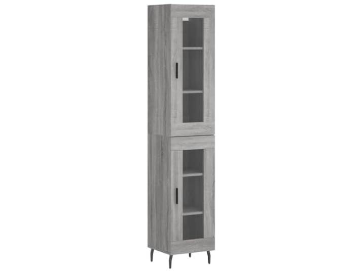 GFMGUEMV Highboard Grau Sonoma 34,5x34x180 cm Holzwerkstoff Schrank Mit Eisenbeinen, viel Stauraum, praktische Tür, feuchtigkeitsbeständig, stabile Konstruktion