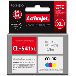 Activejet, Druckerpatrone, AC-541NX Tinte für Canon Drucker (Ersatz Canon CL-541XL) Supreme 18 ml blau gelb rot
