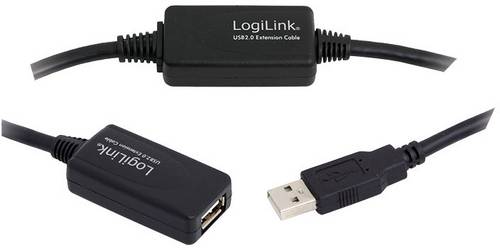 LogiLink USB-Kabel USB 2.0 USB-A Stecker, USB-A Buchse 20.00 m Schwarz UA0146