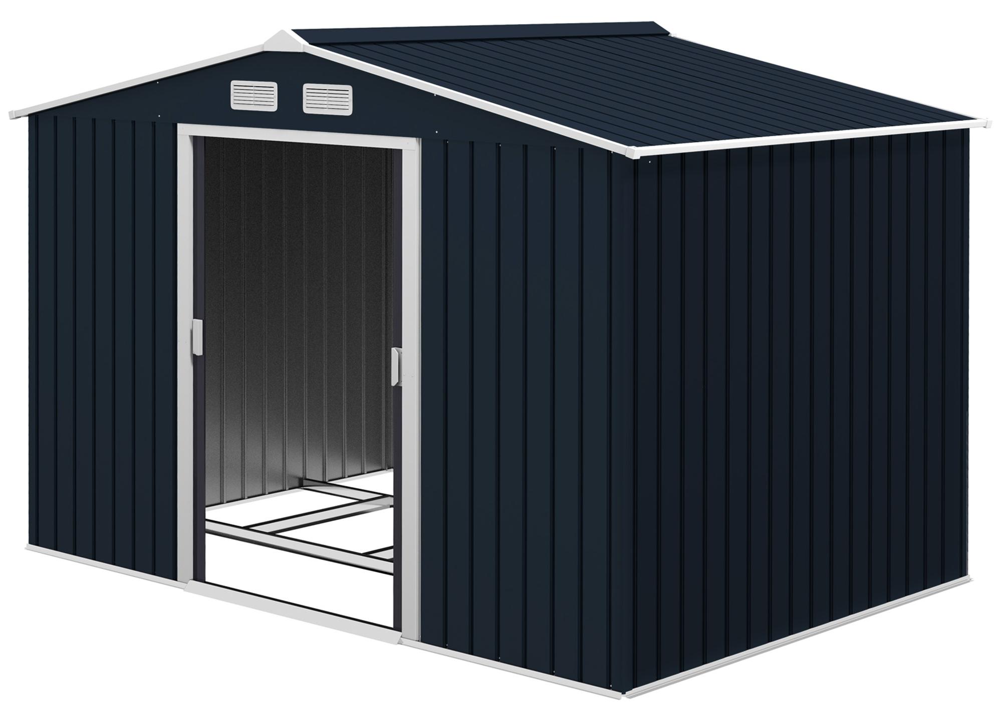 Gartenhaus 4,9 m2 (277 x 195 x 192 cm) mit 2 Schiebetš¹ren, verst?rktem Boden (Boden nicht enthalten), dunkelgrau