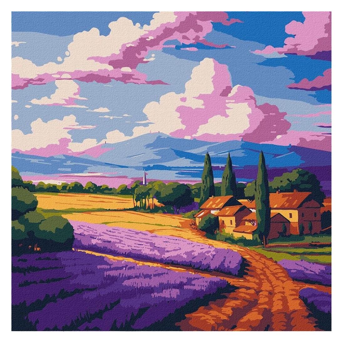 Ideyka Malen nach Zahlen - Lavendelfeld 30x30cm (KHO6345)