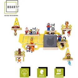 BOARTI Kinderregal LKW Bagger   hängend für Toniebox und Tonie Figuren   platzsparendes Regal   H. 43 x B. 47 x T. 19 cm   Wandregal Musikbox Figuren Aufbewahrung Magneteinsätzen   Aufbewahrungsregal Holz