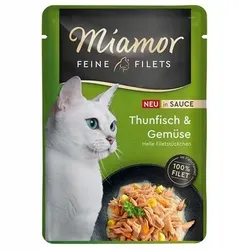Miamor Feine Filets Thunfisch und Gemüse in Sauce 100g Beutel Nassfutter für Katzen