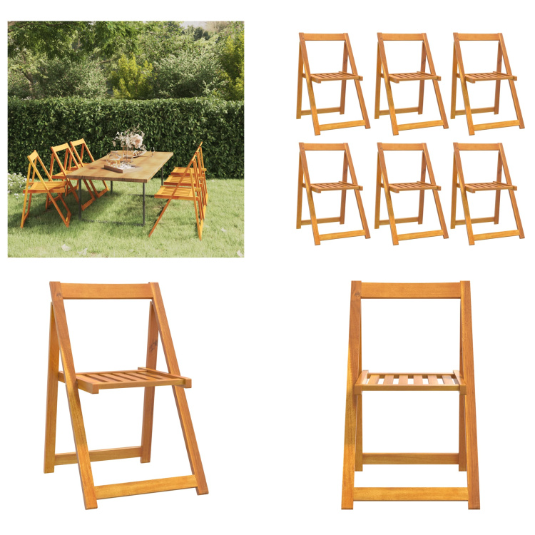 vidaXL Klappbare Gartenstühle 6 Stk. Massivholz Akazie - Gartenstuhl - Gartenstühle - Außenstuhl - Outdoor-Stuhl
