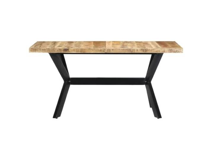 HKQWPBF Esstisch 140x70x75 cm Raues Mangoholz Massives Mangoholz,Stahlbeine,Stahlkreuzrahmen,Industrie-Stil,Retro-Look,Handgefertigt,Küche,Esszimmer