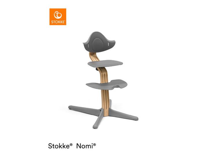 Stokke Stokke Nomi OAK Stuhl Nomi Chair Oak, Grau, Eichefarben, Holz, Eiche, furniert, 52x83.50x59 cm, Fsc, Reach, Holzmöbel, Sitzgelegenheiten Holz, Hochstühle und Tischsitze Holz