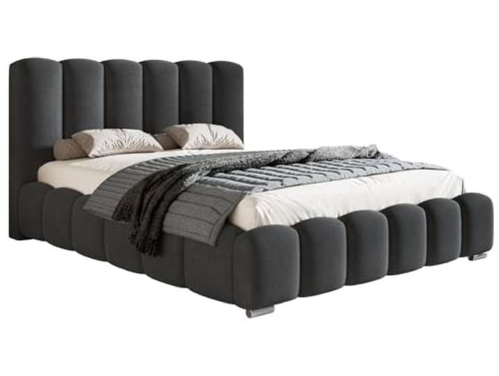 Emporius Polsterbett 180x200cm Pearl - Doppelbett mit Bettkasten, Schlafzimmerbett, Hersteller Möbel, Schlafzimmer - Velvet (Dunkelgrau - Amor Velvet 4321)