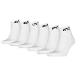 Levi's Unisex Quartersocken, 6er Pack - Mid Cut Orange Tab 6P ECOM, Baumwollmischung Weiß / 35-38
