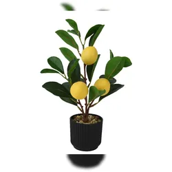 Decoris Künstlicher Zitronenbaum 27cm im Topf Kunstpflanze Zitronenbäumchen Topfpflanze Zitrone Frühlingsdeko Osterdeko Sommerdeko Zitruspflanze Gelb Grün