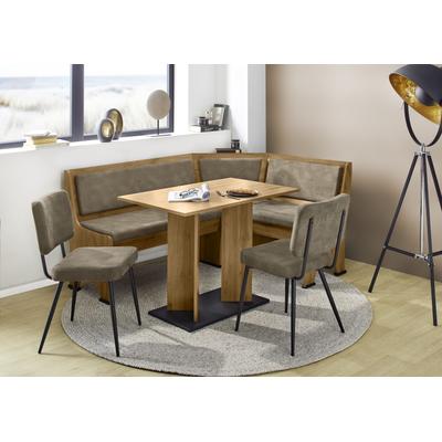 Eckbankgruppe JOCKENHÖFER GRUPPE "Theo (Set, 4-tlg. Tisch, Bank und 2 Stühle) 2 Farben wählbar", braun (tisch wildeiche, bank wildeiche, braun, stühle braun), Tisch und Bank wildeiche/braun, Stühle braun, Holzwerkstoff, Sitzmöbel-Sets,...