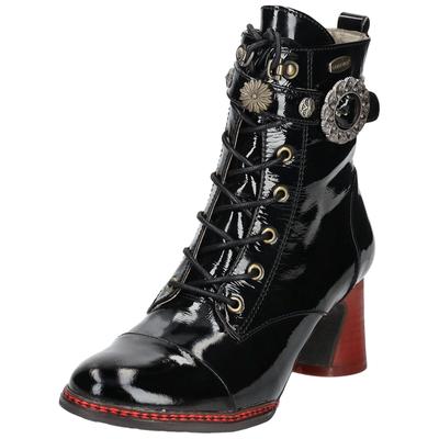 Schnürstiefelette LAURA VITA "LAURA VITA Stiefelette Leder", Damen, Gr. 40, schwarz (schwarz lack), Leder, Schuhe Schnürstiefelette