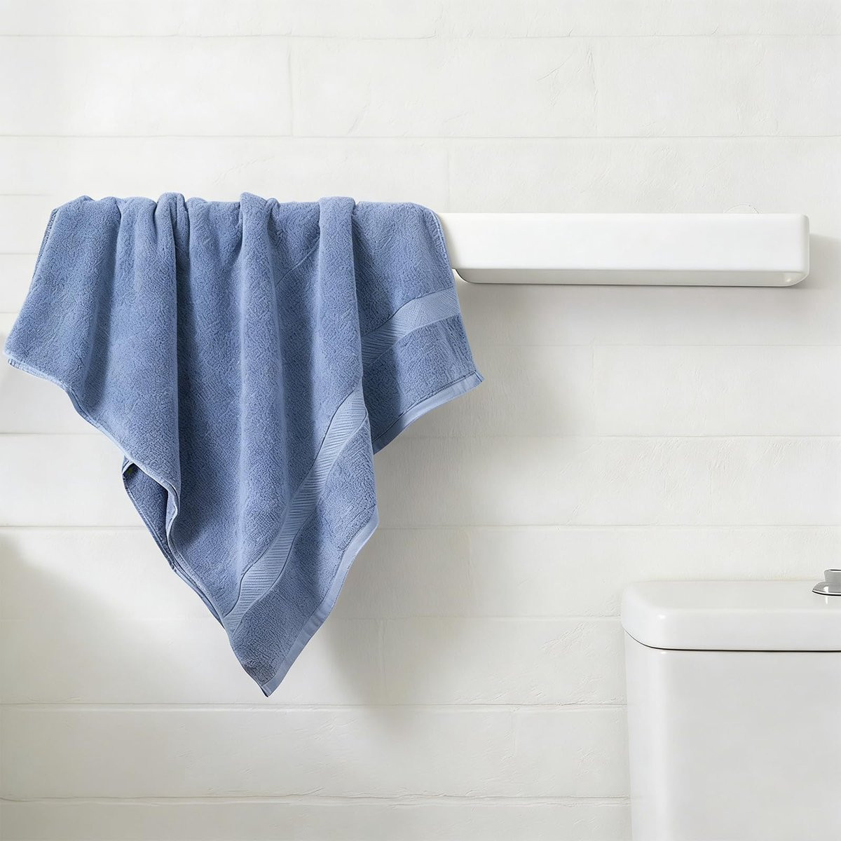 Witte wandgemonteerde handdoekhouder van ijzer voor badkamer en keuken, Breedte: 37 cm