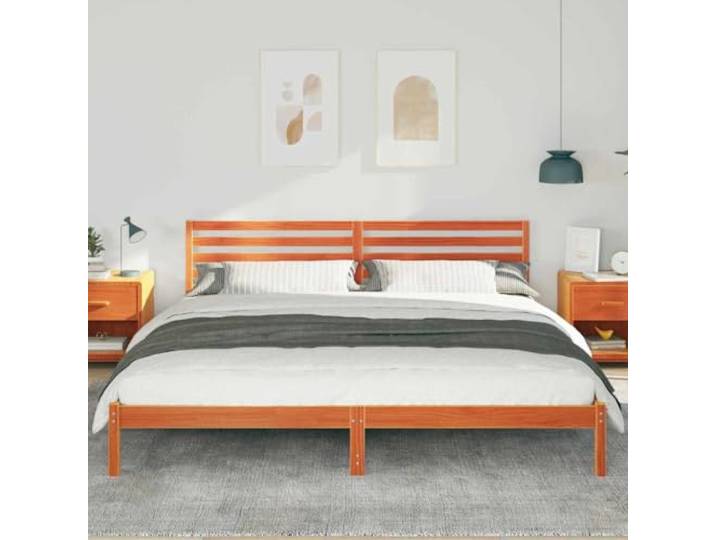 KTHLBRH Bettgestell Kiefer massiv 180 x 210 cm braun Plattform-Design, glatte Textur, minimalistischer Stil, rechteckige Basis