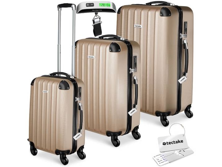 Ensemble de 3 valises Talia avec pèse-bagage et étiquette à bagages - champagne