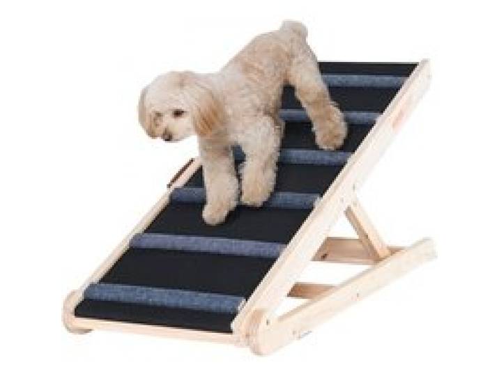 VEVOR Hunderampe 1m lang Hundetreppe mit 6 Querstangen Hundeautorampe aus Kiefernholz Gummi Hundeeinstiegshilfe 6-stufige Höheneinstellungen Tierrampe ca. 113kg Tragfähigkeit für große kleine Hunde