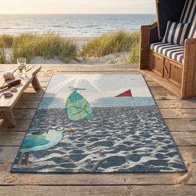 Teppich SANSIBAR "Rantum Beach SA-021", bunt, B:100cm H:5mm L:200cm, Polypropylen, Teppiche, Teppich, Flachgewebe, modernes Design, Strand & Surfboard, Outdoor geeignet