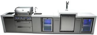 Mont Alpi MAi400-DKEGBEVFC Deluxe Stainless Steel Modular Outdoor Kitchen Island Gas Grill + Beverage Center + 3-Tap Kegerator