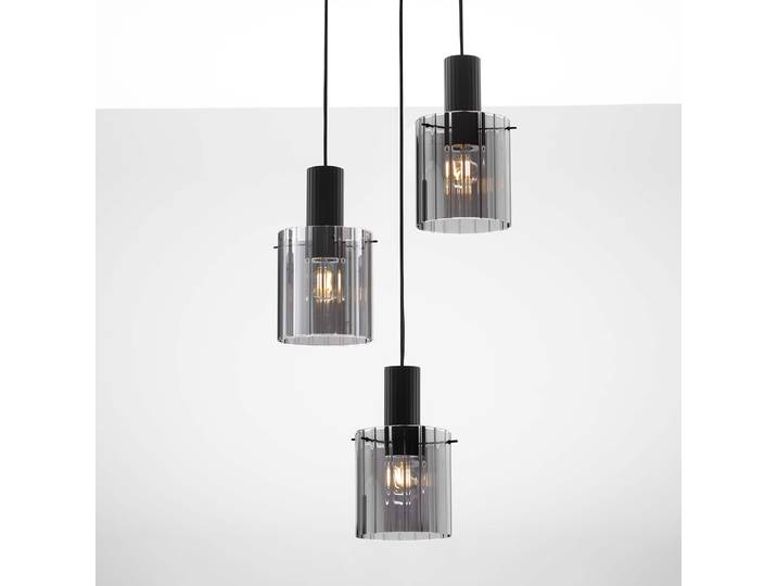 Suspension Mirbi type A Ø 45cm Noir/Noir 3 aluminium / verre fumé LED E27