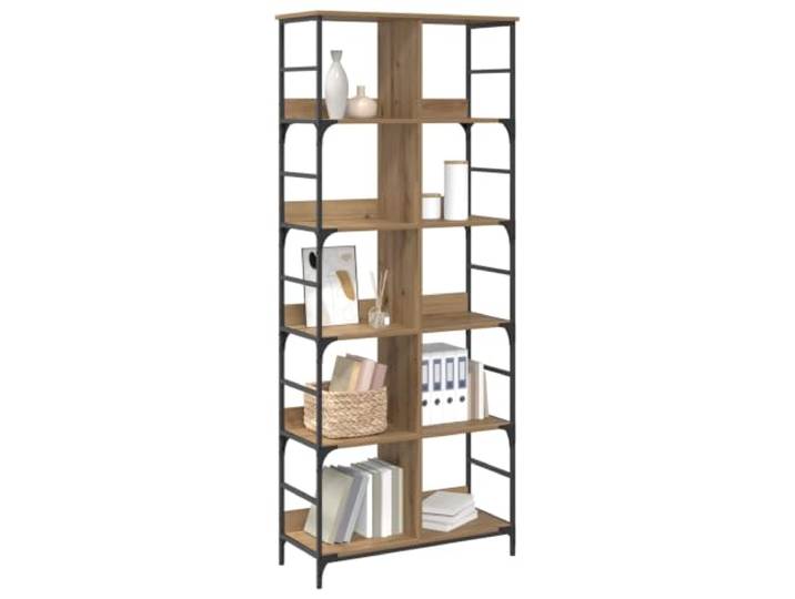 KGHERMDF Standregal 4 Ebenen 78,5 x 33 x 188,5 cm Artisan-Eiche Freistehend, Stabile Metallbeine, Holzwerkstoff, Für Wohnzimmer Und Arbeitszimmer