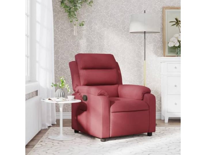 YUTAASU Manual Recliner Chair Wine Red Fabric Adjustable 135 Degree Backrest, Side Pocket, Wood and Metal Frame, 110 kg Capacity