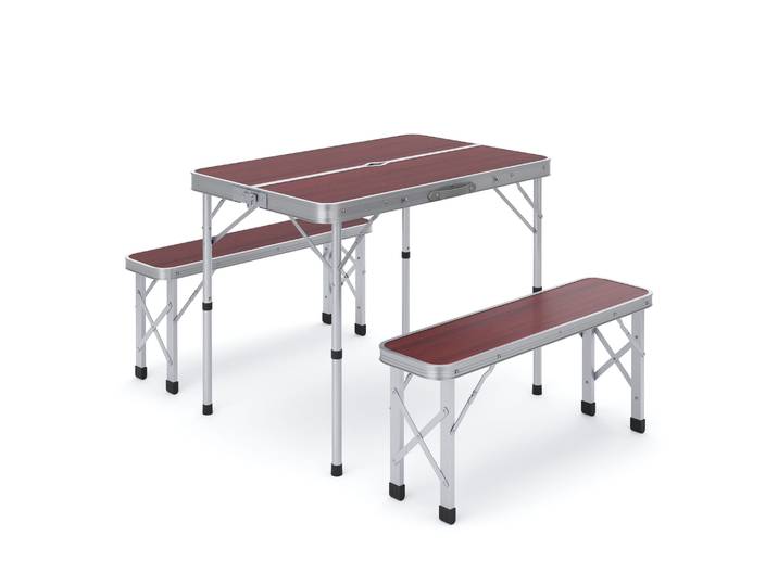 Campingtisch Garnitur klappbar 90 cm braun
