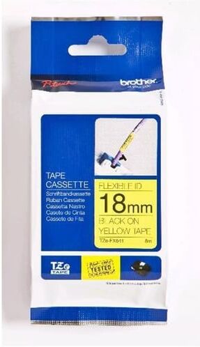 Brother TZe-FX641 fita flexível 18mm texto preto sobre amarelo (8M)