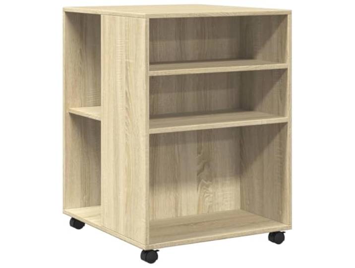 HGDFWRQW Beistelltisch mit Rollen, 55x60x78 cm, Sonoma-Eiche Mobiler Sofatisch mit 2 Ablagen für Wohnzimmer und Schlafzimmer, 4 Schwenkräder bieten flexible Mobilität im Raum.