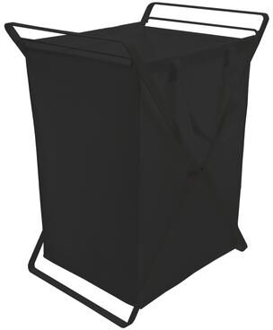 Yamazaki Home Laundry Hamper with Cotton Liner - Two Sizes, Steel and Cotton, Large, 20 gallons, 75 liters, Collapsible