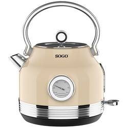 SOGO Human Technology Wasserkocher schnurlos, Überhitzungsschutz, Cool-Touch-Gehäuse Beige, Metallic Fassungsvermögen: 1.8 l KET-SS-7765