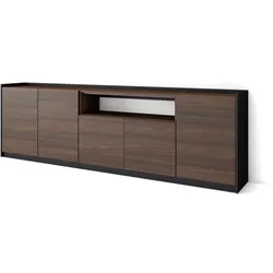 SIDEBOARD, Highboard, Dunkler Eiche und Schwarz, 260/37/80cm