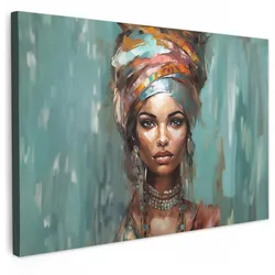LEINWANDBILD Frau - Kunst - Schmuck - Porträt Gemälde 60x40 cm