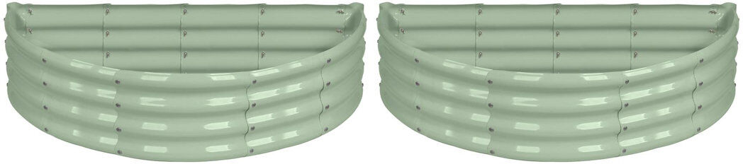 Harbour Housewares - Semicircular Galvanised Steel Raised Garden Bed Planters - Set of 2 Green 30 cm H x 120 cm W x 60 cm D