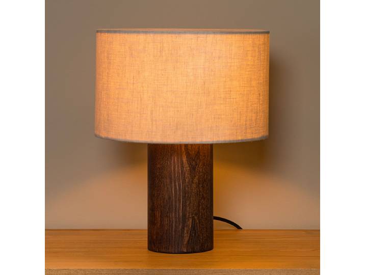 Tischleuchte Tachina Ø 25cm Braun/Braun Leinen E27