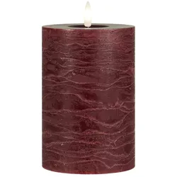 IB Laursen LED-Stumpenkerze mit warmer Flamme, Höhe 15, Ø 10 cm, dunkelrot