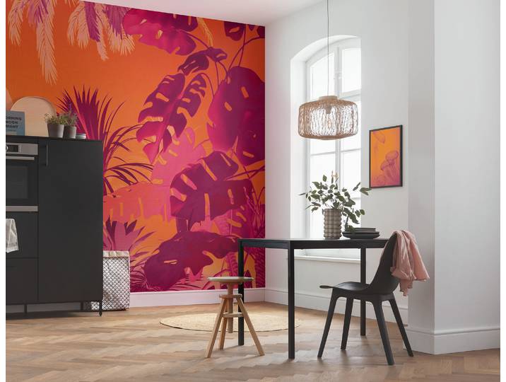 Fototapete KOMAR Komar Vlies Fototapete - Funky Jungle - Größe 250 x 250 cm , lila (modern), L:2,5m, Vlies, Tapeten, Fototapete
