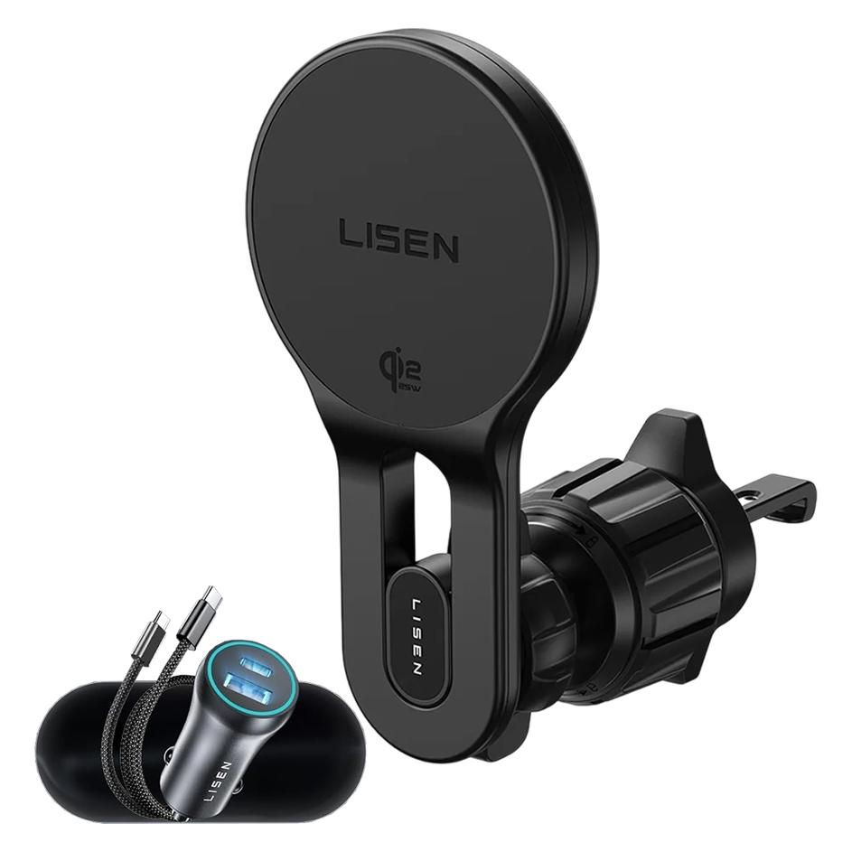Lisen - Car Holder with Wireless Charger W704 Pro (YL0225090003) - for Air Vent, 25W, Qi2.2 - Black (69083324)