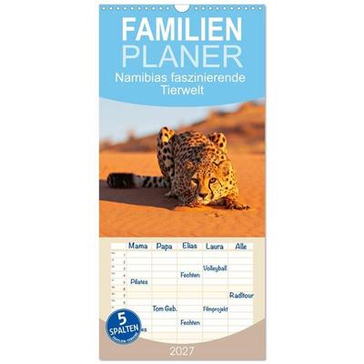 Familienplaner 2027 - Namibias faszinierende Tierwelt mit 5 Spalten (Wandkalender, 21 x 45 cm) CALVENDO